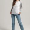 Superdry VINTAGE BASEBALL 3/4 SLEEVED - Long Sleeved Top - Optic Grey Marl