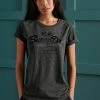 Superdry VINTAGE LOGO TONAL SATIN - Print T-shirt - Black Snowy