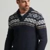 Superdry PATTERNED SHAWL - Jumper - Navy Multi