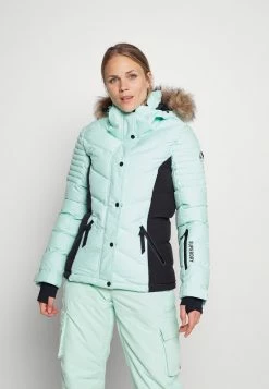 Superdry SNOW LUXE PUFFER - Ski Jacket - Light Blue