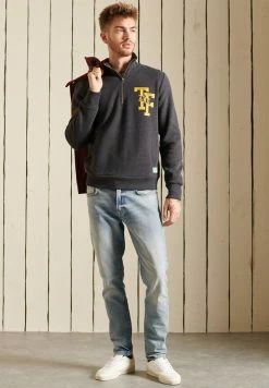 Superdry FIELD HALF ZIP - Sweatshirt - Charcoal Marl