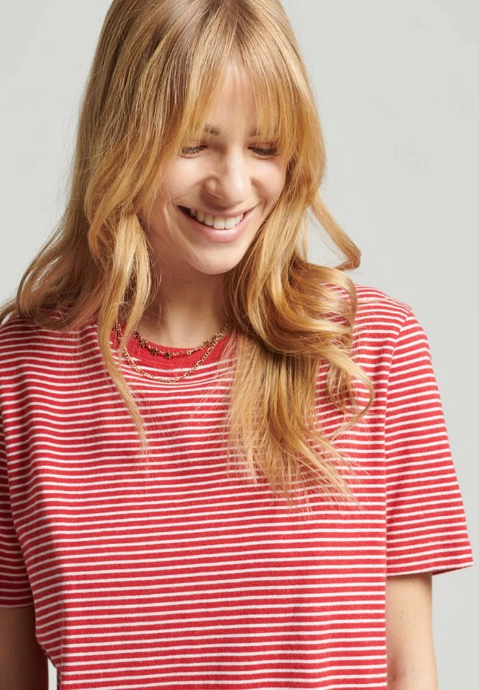 Superdry VINTAGE LOGO STRIPE - Print T-shirt - Papaya Red Marl Rodeo White 2 Superdry VINTAGE LOGO STRIPE - Print T-shirt - Papaya Red Marl Rodeo White - Image 2