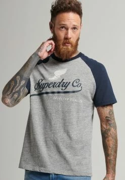 Superdry ACHILLES RAGLAN - Print T-shirt - Athletic Grey Marl