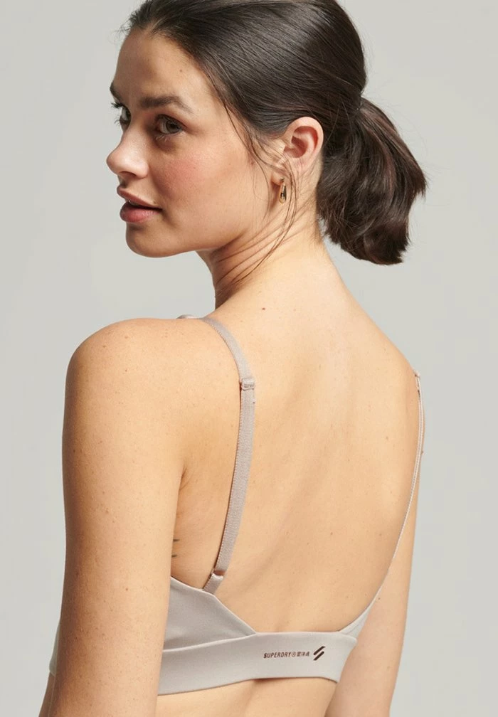 Superdry SPORT FLEX OPEN BACK CROP - Bustier - Warm Grey 1 Superdry SPORT FLEX OPEN BACK CROP - Bustier - Warm Grey