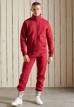 Superdry VINTAGE TRACK - Zip-up Sweatshirt - Rich Red Marl