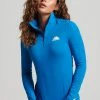 Superdry HALF ZIP - Long Sleeved Top - Twilight Blue