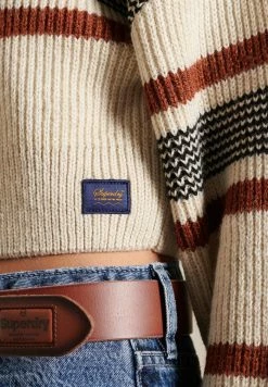 Superdry CROPPED CLASSIC CREW - Jumper - Ecru Stripe -Superdry Shop 045115ffee664abebd18137a378656d2