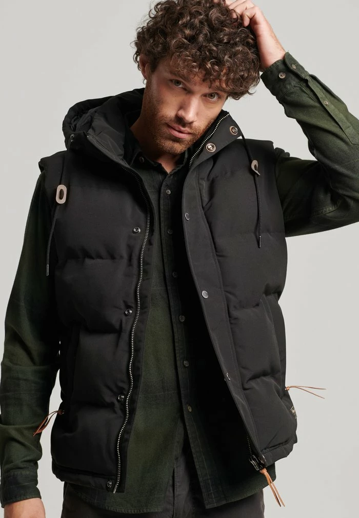 Superdry HOODED EVEREST GILET - Waistcoat - Black 3 Superdry HOODED EVEREST GILET - Waistcoat - Black - Image 3