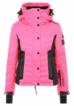 Superdry LUXE SNOW PUFFER - Ski Jacket - Luminous Pink Sheen -Superdry Shop 057b3d50bc734cdf995368539247d828