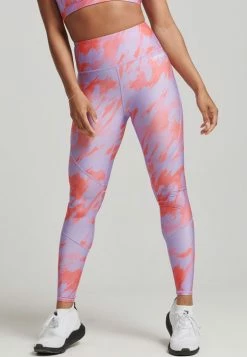 Superdry CORE FULL - Leggings - Brush Camo Lilac