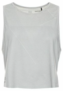 Superdry SPORT TRAIN CROPPED TANK - Top - Black White Spliced Stripe -Superdry Shop 05cc65010a00484c83940fe14bf55140