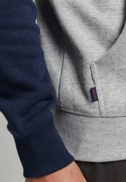 Superdry VINTAGE LOGO BASEBALL - Hoodie - Athletic Grey Marl Rich Navy Marl -Superdry Shop 05ec35f727d34a28a3509aba98b3e009