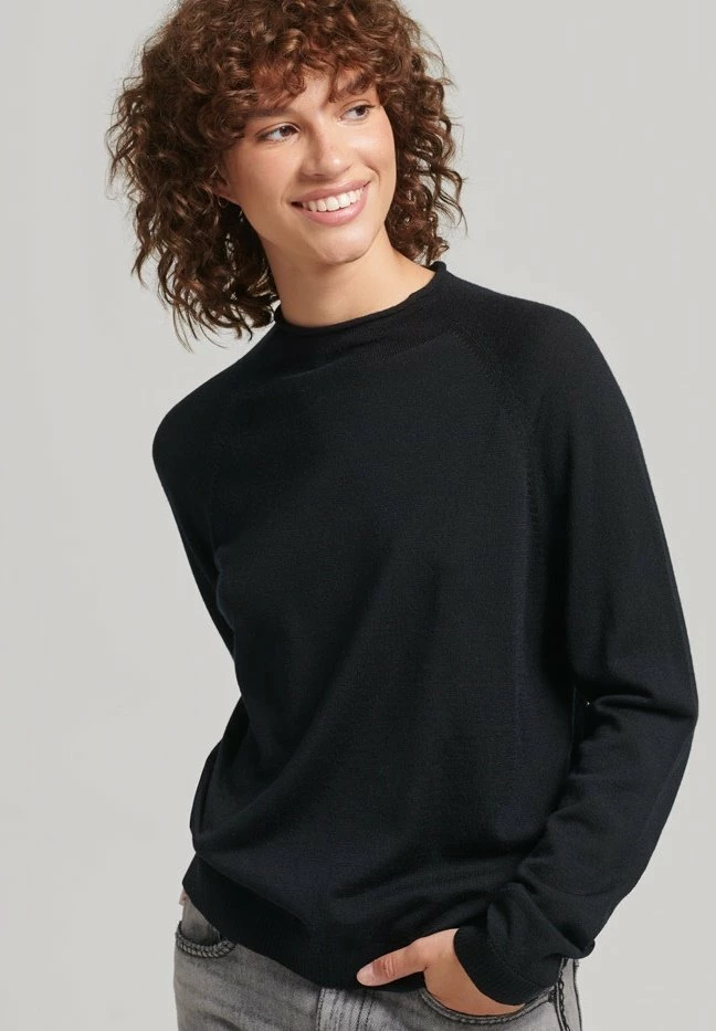 Superdry MOCK NECK - Jumper - Black 1 Superdry MOCK NECK - Jumper - Black