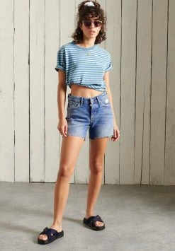 Superdry Print T-shirt - Blue Bottle Marl/light Grey Marl