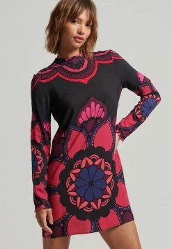 Superdry LONG SLEEVE MINI - Day Dress - Psychedelic