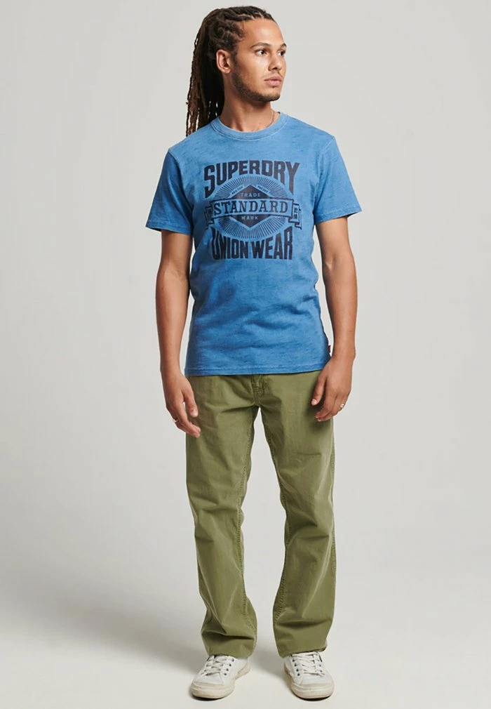 Superdry VINTAGE WALL SIGN - Print T-shirt - Acid Indigo Wash Slub 1 Superdry VINTAGE WALL SIGN - Print T-shirt - Acid Indigo Wash Slub