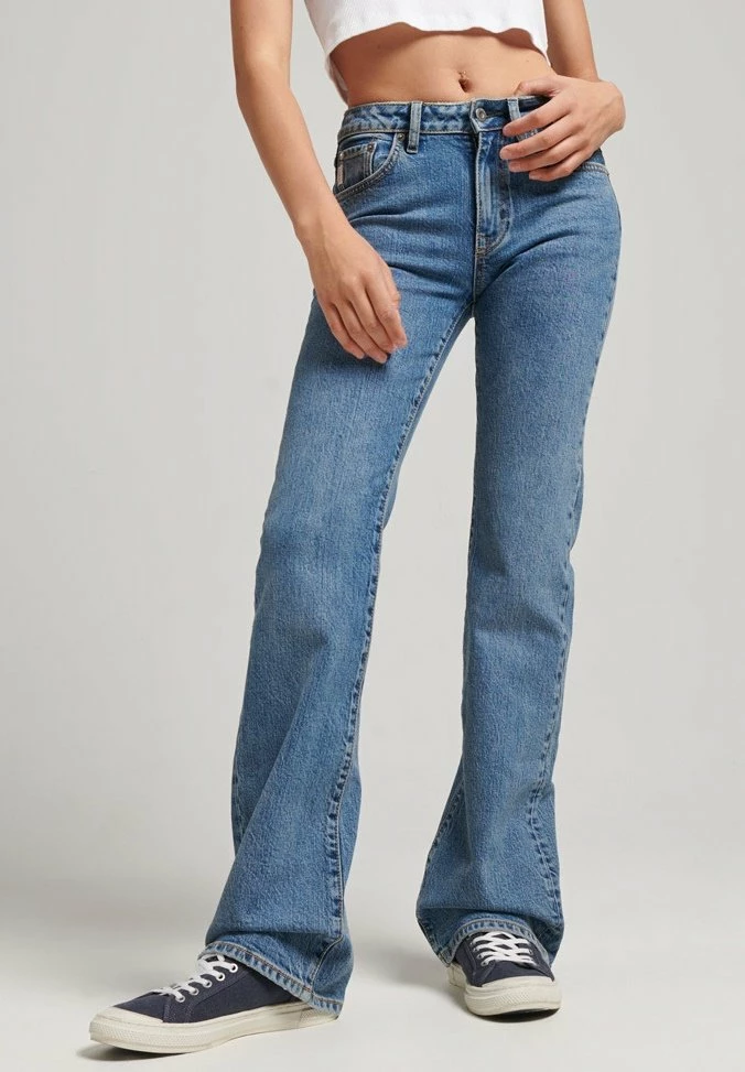 Superdry MID RISE SLIM FLARE - Bootcut Jeans - Dark Indigo Aged 1 Superdry MID RISE SLIM FLARE - Bootcut Jeans - Dark Indigo Aged