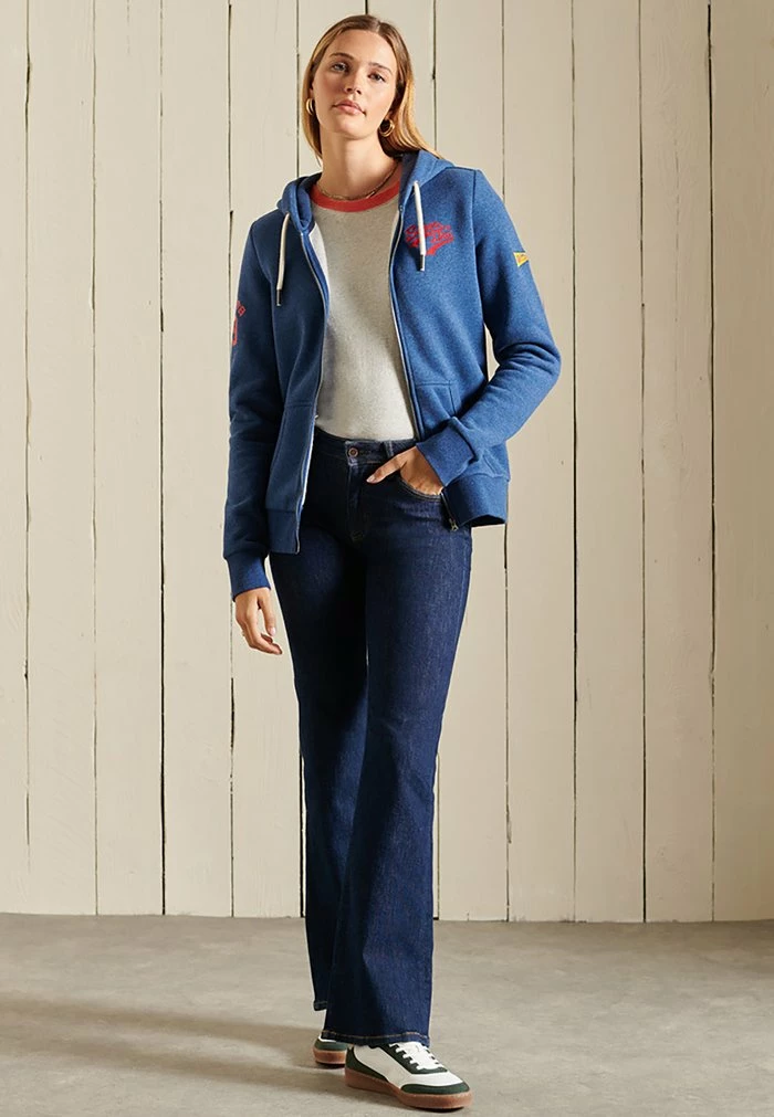 Superdry VINTAGE LOGO - Zip-up Sweatshirt - Bright Blue Marl 1 Superdry VINTAGE LOGO - Zip-up Sweatshirt - Bright Blue Marl