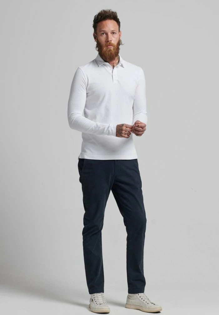Superdry LONG SLEEVE - Polo Shirt - Optic 2 Superdry LONG SLEEVE - Polo Shirt - Optic - Image 2