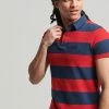 Superdry ACADEMY STRIPE - Polo Shirt - Varsity Hoop Stripe Red