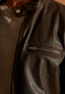 Superdry SPORTS RACER - Leather Jacket - Chocolate -Superdry Shop 0d1499ec543b4848a2b9a2aafb730743