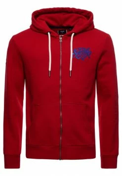 Superdry SCRIPT STYLE COLLEGE - Zip-up Sweatshirt - Risk Red -Superdry Shop 0d808b7934e04d6191bdbf613843dd66