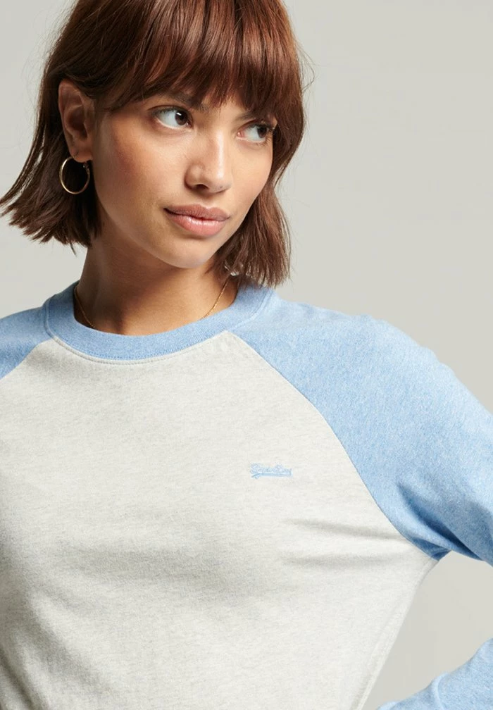 Superdry VINTAGE BASEBALL 3/4 SLEEVED - Long Sleeved Top - Halifax Blue Marl Off White Marl 2 Superdry VINTAGE BASEBALL 3/4 SLEEVED - Long Sleeved Top - Halifax Blue Marl Off White Marl - Image 2