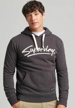 Superdry VINTAGE DOWNTOWN SCRIPT - Hoodie - Bison Black