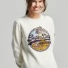 Superdry VINTAGE LOGO NARRATIVE RHINESTONE CREW - Sweatshirt - Ecru