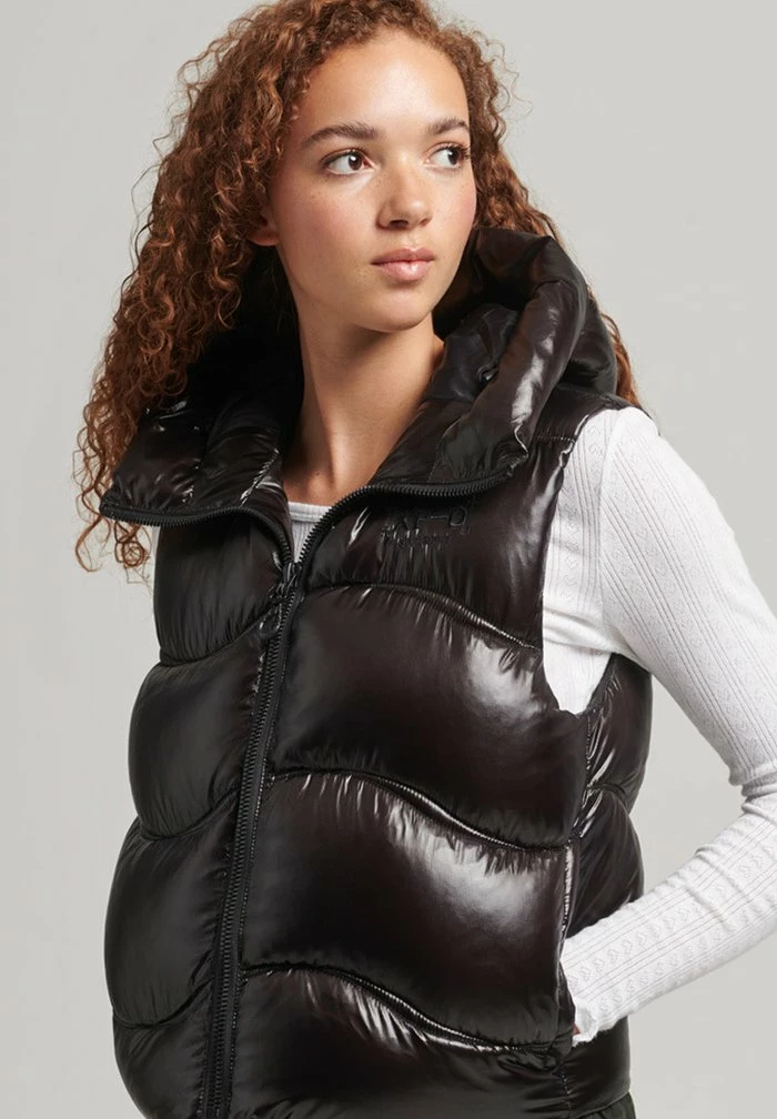 Superdry SHINE QUILT - Waistcoat - Black 1 Superdry SHINE QUILT - Waistcoat - Black