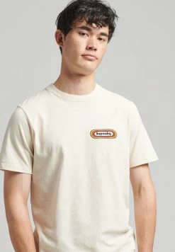 Superdry VINTAGE TRADE TAB - Print T-shirt - Oatmeal