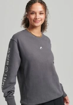 Superdry CODE LINEAR LOOSE CREW - Sweatshirt - Charcoal