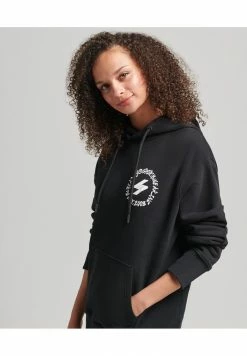 Superdry CODE GLOBE LOGO LOOSE - Hoodie - Black -Superdry Shop 10af8cccdc8143b9b7a678f9698278bc