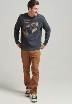 Superdry VINTAGE TRAVEL STICKER CREW - Sweatshirt - Eclipse Navy