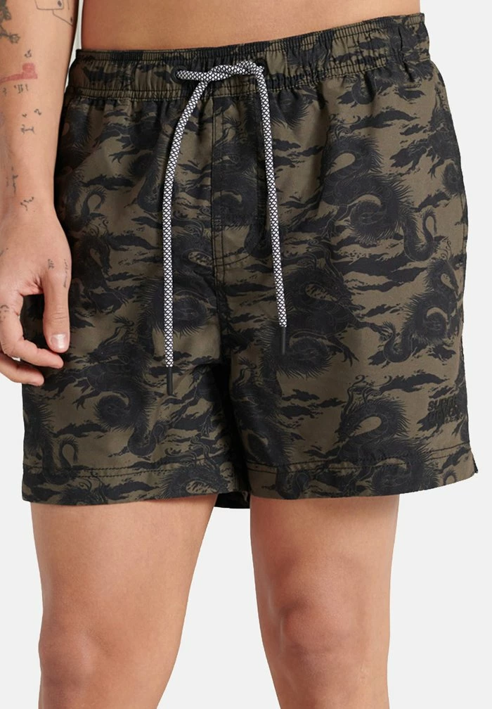 Superdry SUPER BEACH VOLLEY - Swimming Shorts - T5h Hiroshi Dragon Olive 1 Superdry SUPER BEACH VOLLEY - Swimming Shorts - T5h Hiroshi Dragon Olive
