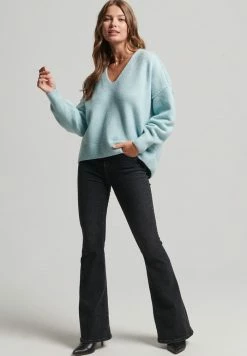 Superdry OVERSIZED V NECK - Jumper - Slate Grey -Superdry Shop 114eb41b67fe40e2aedc258338fe2c8f