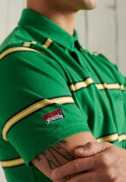 Superdry ACADEMY STRIPE - Polo Shirt - Varsity Green Stripe -Superdry Shop 118a274177084369814b966fd5d564f7