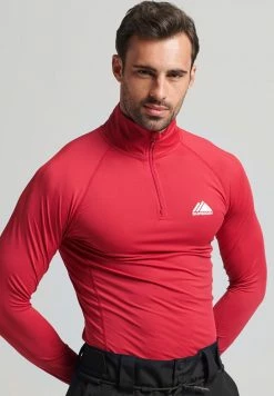 Superdry SPORT HALF ZIP - Long Sleeved Top - Carmine Red