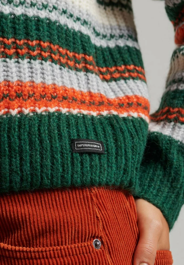 Superdry BRUSHED STRIPE CREW NECK - Jumper - Forest Mix Stripe 5 Superdry BRUSHED STRIPE CREW NECK - Jumper - Forest Mix Stripe - Image 5