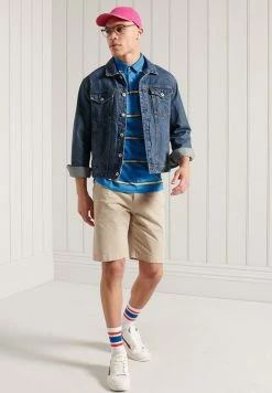 Superdry ACADEMY STRIPE - Polo Shirt - Neptune Blue Stripe