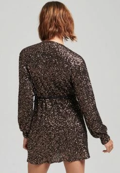 Superdry SLEEVED - Cocktail Dress / Party Dress - Bronze Mega Sequin -Superdry Shop 125dcdfa2a5949a4bf2beb59059cb848