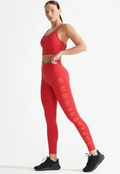 Superdry SPORT TRAINING ELASTIC - Leggings - Tango Red
