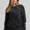 Superdry UNISEX CORE LOGO ALL OVER PRINT CREW - Sweatshirt - Black