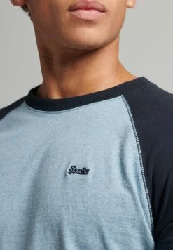 Superdry VINTAGE BASEBALL - Long Sleeved Top - Stone Blue Marl Eclipse Navy -Superdry Shop 13fb0cbd4e4f446c93471d5cbe60df76