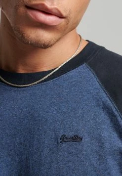 Superdry VINTAGE BASEBALL - Long Sleeved Top - Bright Blue Marl/eclipse Navy -Superdry Shop 1506285d507a45a0a06f64d8b0e0a05b
