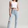 Superdry HIGH RISE - Jeans Skinny Fit - Lighter Indigo Vintage Destroy