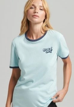 Superdry RINGER - Print T-shirt - Chill Marl Indigo Marl