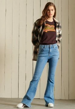 Superdry VINTAGE RAINBOW - Print T-shirt - Rich Deep Burgundy