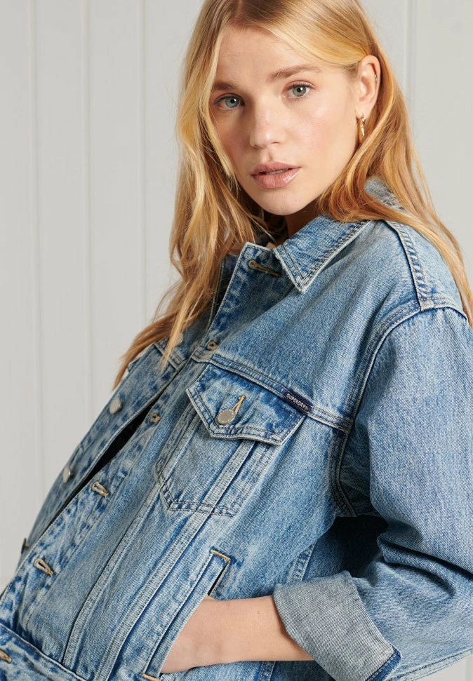 Superdry BOYFRIEND TRUCKER - Denim Jacket - Sullivan Indigo Aged 2 Superdry BOYFRIEND TRUCKER - Denim Jacket - Sullivan Indigo Aged - Image 2