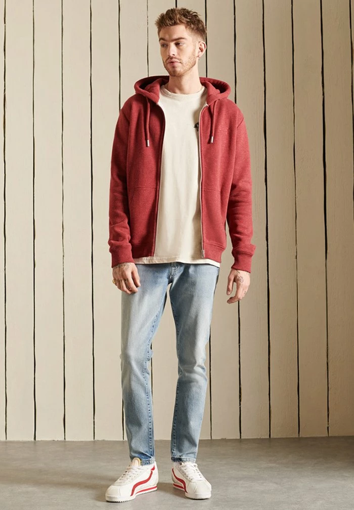 Superdry Zip-up Sweatshirt - Rhubarb Marl 2 Superdry Zip-up Sweatshirt - Rhubarb Marl - Image 2